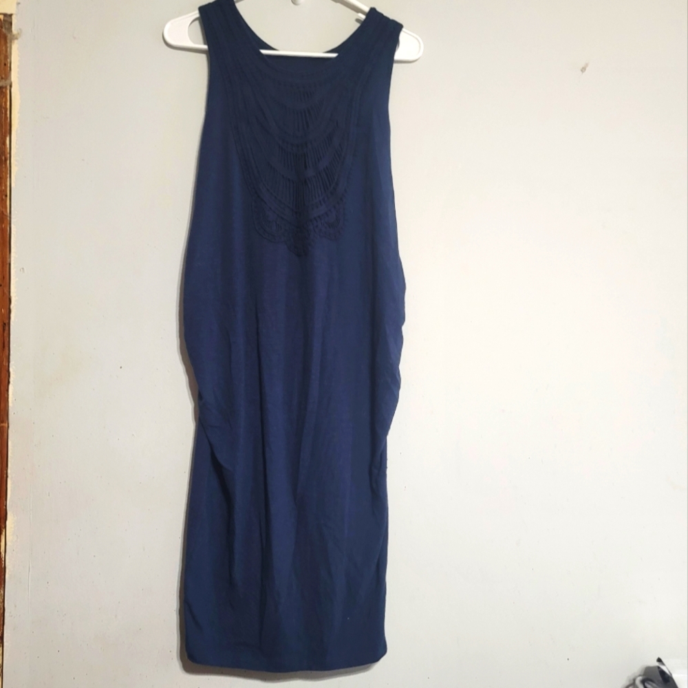 Womens Maternity Summer Dress Size XS Sundress‎ Navy Blue Stretch Liz Lange